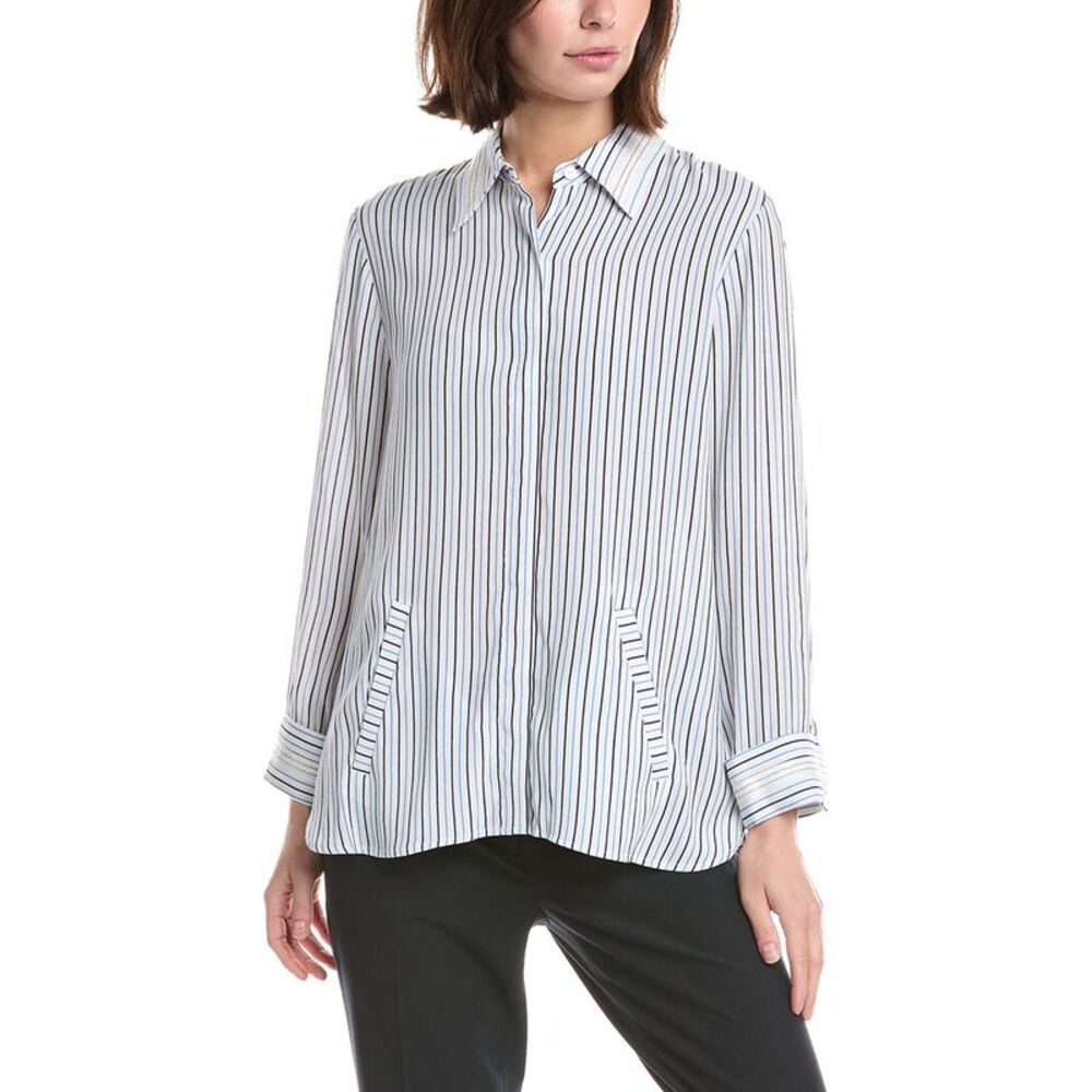 Lemon Grass Womens  Beaded Twill Blouse, Blue